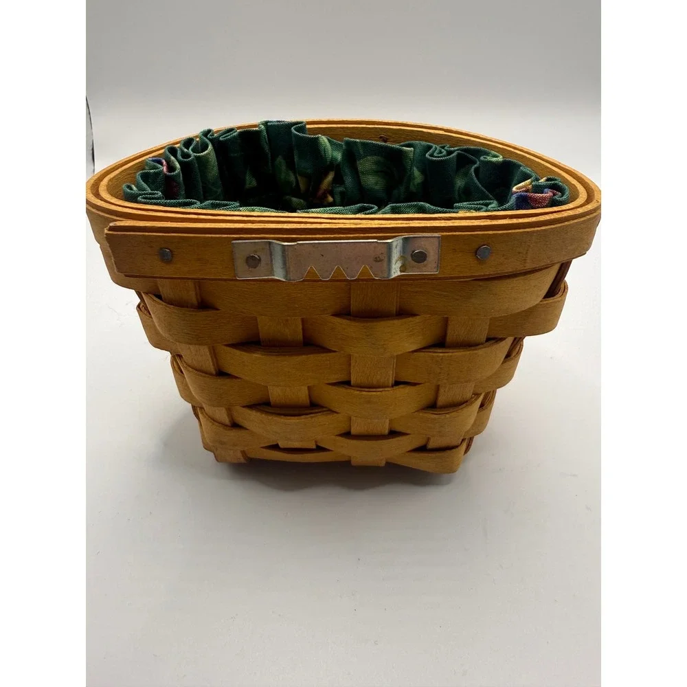 Longaberger Wall Basket Small Brown Excellent 1998 Handwoven Wood Green Liner